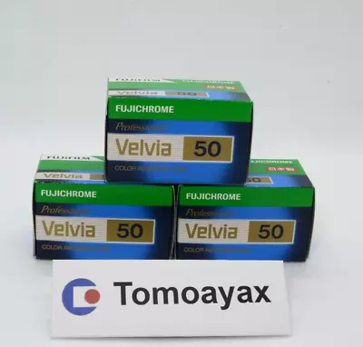 Conjunto de 3 rolos Fujifilm Velvia 50 ISO 35mm filme de inversão de cor do Japão - Imagem 1 de 2
