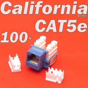 100 Pcs Blue Keystone Jack CAT5e Network Ethernet 110 Style Punch Down 8P8C RJ45 - Picture 1 of 9