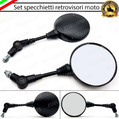 COPPIA SPECCHIETTI RETROVISORI NERO ROTONDO TONDO PER APRILIA SCARABEO 50 - Immagine 1 di 4