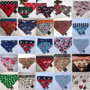 Handmade DOG BANDANA REVERSIBLE SLOT TOP Neckerchief Scarf Present Gift Puppy - Picture 1 of 64