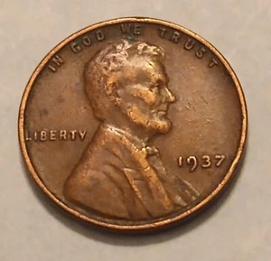 1937 Lincoln Wheat Cent Penny 1c No Mint Mark - Picture 1 of 9