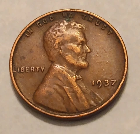 1937 Lincoln Wheat Cent Penny 1c No Mint Mark Cover