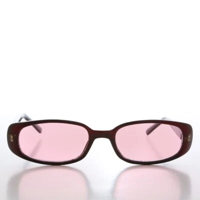 90s Mod Rectangular Sunglass Pink Lens - Landis - Image 1 of 3