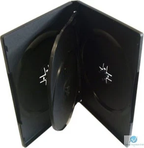 1 x 4 Way Black DVD 14mm Spine Holds 4 Discs Empty New Regular Replacement Case - Afbeelding 1 van 1