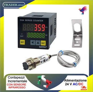 Conta pezzi con sensore Fotocellula Contatore 24 VAC/DC contapezzi contaimpulsi - Foto 1 di 7
