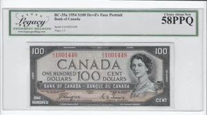 1954  BOC BC-35a, $100 Coy/Tow  SN: A/J 1601448 LEGACY 58 PPQ DEVIL'S FACE - Bild 1 von 2