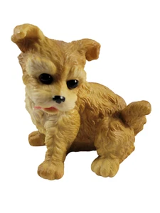 Terrier Dog Figurine Carved Resin Sandy Blonde 5" - Picture 1 of 8
