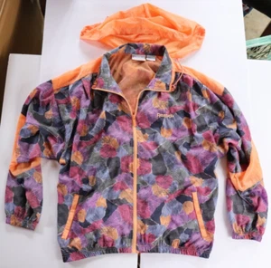 Vintage Reebok Women’s Windbreaker With Hood Full Zip Jacket Size Large - Picture 1 of 18
