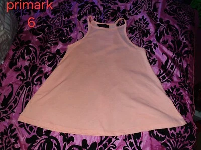 Ladies Girls Primark Sleeveless  Strappy Coral Top Vest size 6 - Image 1 of 2