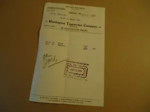 Remington Typewriter Co 1909 BALTIMORE MD billhead - Picture 1 of 1