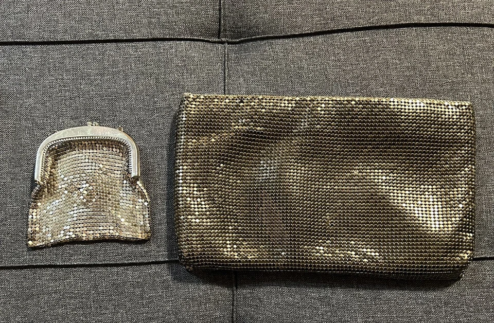 Vintage Whiting & Davis Mesh Clutch & Flapper Purse Gold & Silver Tone Lot!!! - Image 1 of 4