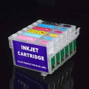 Epson T0791-T0796 Refillable Ink Cartridges 1400 Artisan 1430 WITH ARC CHIP - Picture 1 of 6