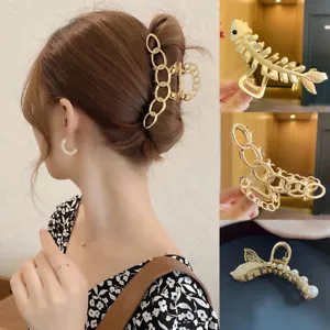 Women Large Metal Hair Claws Hair Clip Hair Crab Clamp Hairgrip Chic CA - Foto 1 di 14