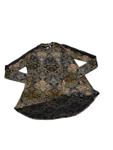 Free People New World Nouveau Long Sleeve Linen Blend Top Multicolor Size Small - Picture 1 of 11