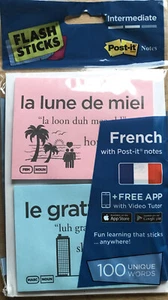 Language Flash Cards Post It Notes Easy To Learn Spanish French German Stick On - Picture 1 of 5