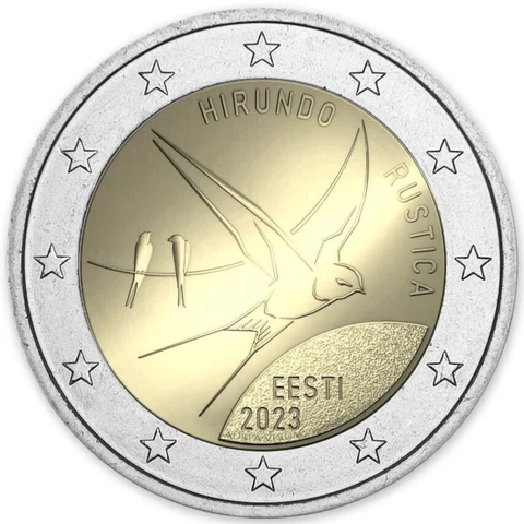 2023 Estonia € 2 Euro Uncirculated UNC Coin - National Bird: Barn Swallow Cover