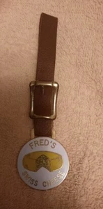 Vtg Freds Swiss Cheese Apple Creek OH Pocket Watch Fob & Strap Terry Patty Johns - Picture 1 of 4