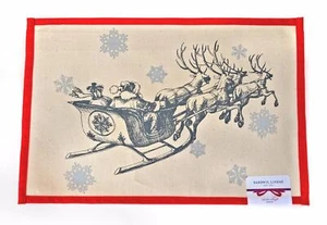 BARDWIL LINENS SANTA SLEIGH 13" by 19" COTTON CHRISTMAS PLACEMAT NEW (3) - Bild 1 von 1