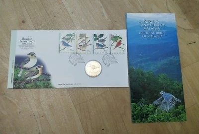 Malaysia 1997 Highland Birds Burung Tanah Tinggi Stamp + Nordic Gold Coin FDC #1 - Image 1 of 4