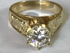 Sale GOLd 14k Ring solid round Engagement 1.5 carat gift her size 8 ask 6 7 9 10 - Picture 1 of 10
