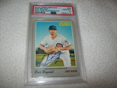 2019 TOPPS HERITAGE REAL ONE KRIS BRYANT AUTO SIGNED #ROA-KB CHICAGO CUBS PSA 10 - Image 1 of 3