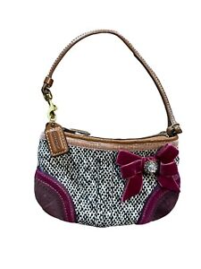 Coach Limited Edition Mini Bag Tweed Leather With Velvet Accent Bow Jewel