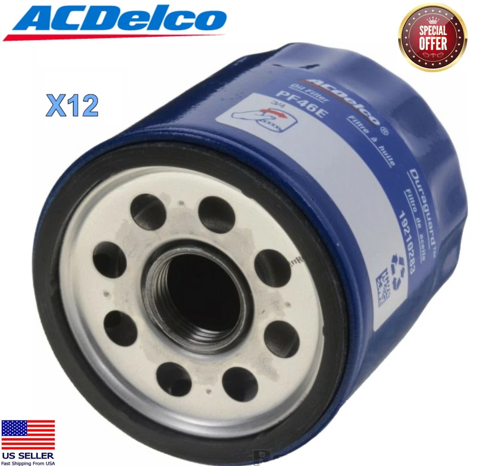 12 Engine Oil Filters ACDELCO PF46E Replace BUICK GMC OEM # 25014748 - Image 1 of 4