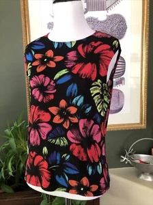 Laura Ashley Colorful Floral Slinky Tank Top PS - Picture 1 of 6