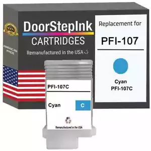 DoorStepInk Compatible Ink Cartridges For Canon PFI-107 Cyan 130ml USA - Picture 1 of 6