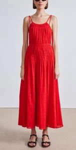 APIECE APART NWT $425 La Loma Smocked Sleeveless Tank Maxi Dress in Chili Red XS - Picture 1 of 8