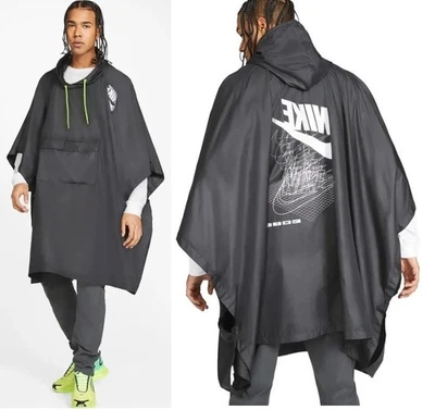 Nike Men's Woven Sports Poncho Rain Cover Waterproof Packable One Size Black - Image 1 of 4