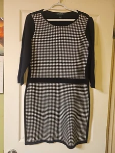 Lauren Ralph Lauren Pulloverkleid schwarz weiß Langarm Baumwollmischung Größe: XL - Bild 1 von 5