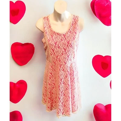 Cherokee Juniors XL 14-16 Dress Neon Pink Barbicore Festival Girlcore Lace - Image 1 of 4