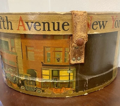 Antiguo Sombrero DOBBS Quinta Avenida Nueva York Caja Mango Cuero RARO Foto 1 de 4