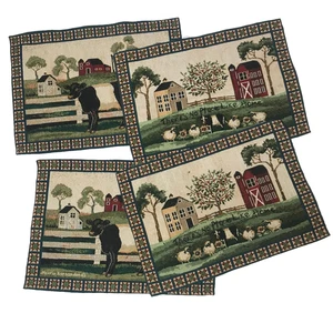 Vintage Tapestry Style Placemats X 4 Farm - Cows - Bild 1 von 9