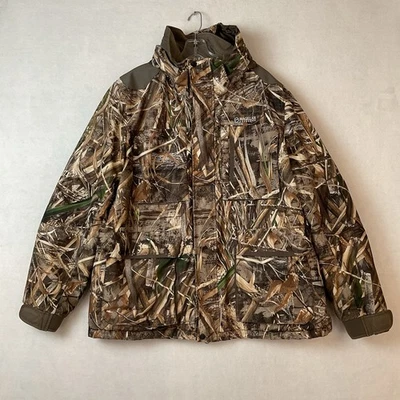 Magellan Outdoors Insulated Jacket Mens XL Camouflage Hood Realtree Max 5 Hunt - Image 1 of 4