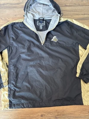 Purdue Embroidered Train Logo Windbreaker Hooded Jacket 1/4 Zip S Lined  VTG - Image 1 of 4