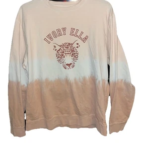 Elfenbein Ella Langarm Pfirsich Leopard Sweatshirt Bio-Baumwolle Größe M EUC o3 - Bild 1 von 7