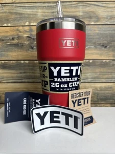 Taza de pajita aislada YETI Rambler 26 oz (rojo rescate) sin BPA ¡TOTALMENTE NUEVA! - Imagen 1 de 8