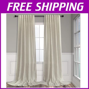 Flax Linen 96" Sheer Curtains - 2 Panels Tan Beige - Picture 1 of 10