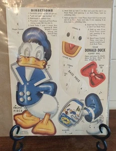 RARE unassembled Vintage 1950's Disney's Donald Duck Bread Promo Paper Puppet - Picture 1 of 9