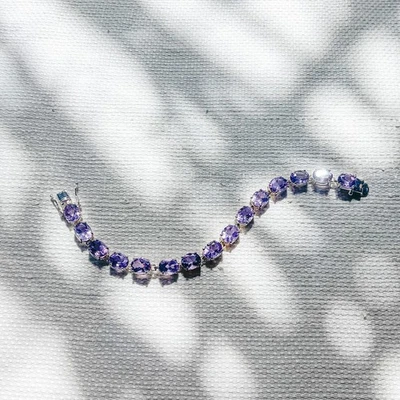 Pulsera de tenis de plata de ley 925 y amatista - ADI Tailandia - Joyería inmobiliaria Foto 1 de 4