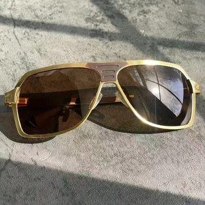 Authentic Cartier Vintage Gold Brown Sunglasses T 4823226 Aviator/Shield France - Picture 1 of 10
