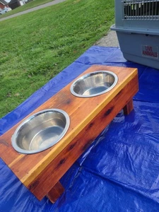 ๐ท๏ธ Elevated Wooden Dog Feeder with 2 Stainless Steel Bowls | Handmade - Picture 1 of 6