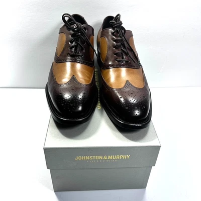 Johnston & Murphy Men's Ellsworth Wingtip Oxfords Tan Italian Calfskin US 9.5M - Image 1 of 4
