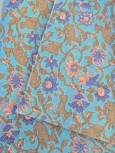 De Colección Tela Pana Remanente Verde Azulado Marrón Melocotón Animal Floral 26" × 44" Peso Largo - Imagen 1 de 5
