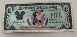 VINTAGE DISNEY DOLLARS GOOFY 1990 FIVE DOLLAR BILL D00061383A - Gebraucht - Bild 1 von 8