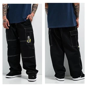 Pantaloni cargo Empyre ultra larghi ricamati cellulare neri taglia 34 x 29 skate - Foto 1 di 16
