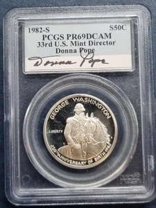 1982 S Washington Half Dollar Commemorative PCGS PR69 DONNA POPE SIGNED #92435 - Picture 1 of 2