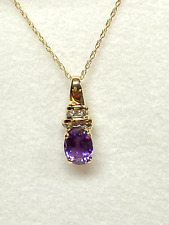 LADIES 14 KT YELLOW GOLD 1.2 CTS AMETHYST & .07 CTS DIAMOND 19+7/8TH" NECKLACE